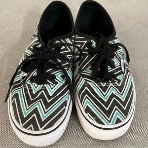 Aqua and black zig zag vans